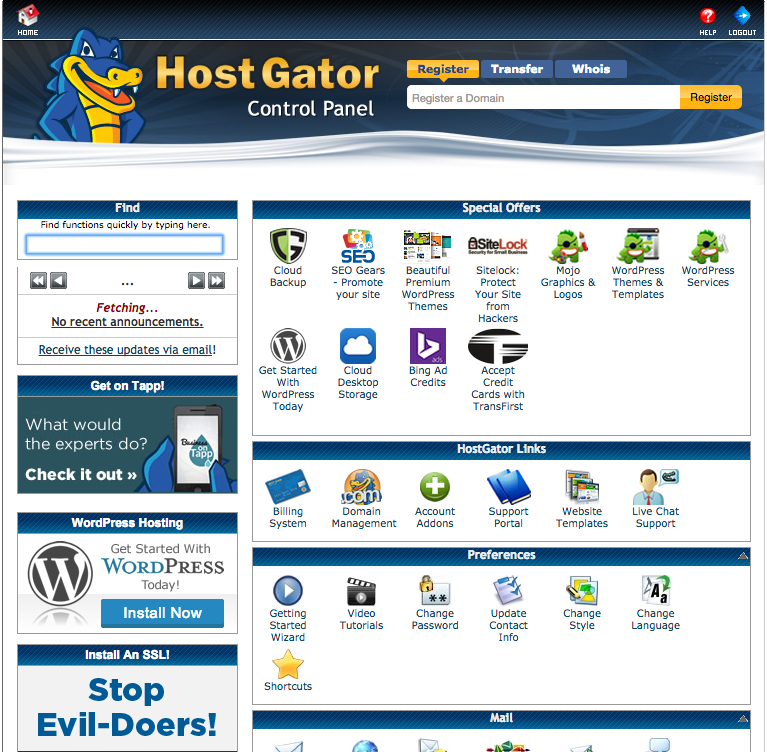 Host Gator Homepage