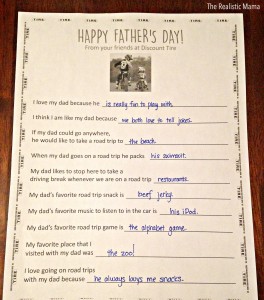 Free Father's Day Questionnaire Printable