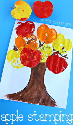 fall-tree-craft-using-apples-as-stamps