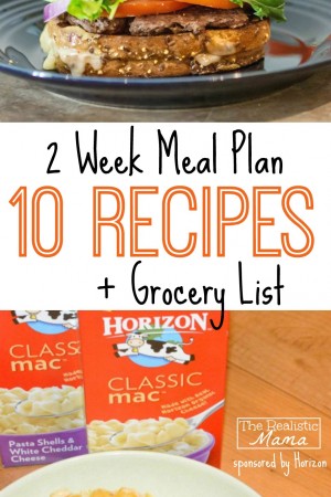 2 Week Meal Plan FREE -- 10 Recipes + Grocery List!