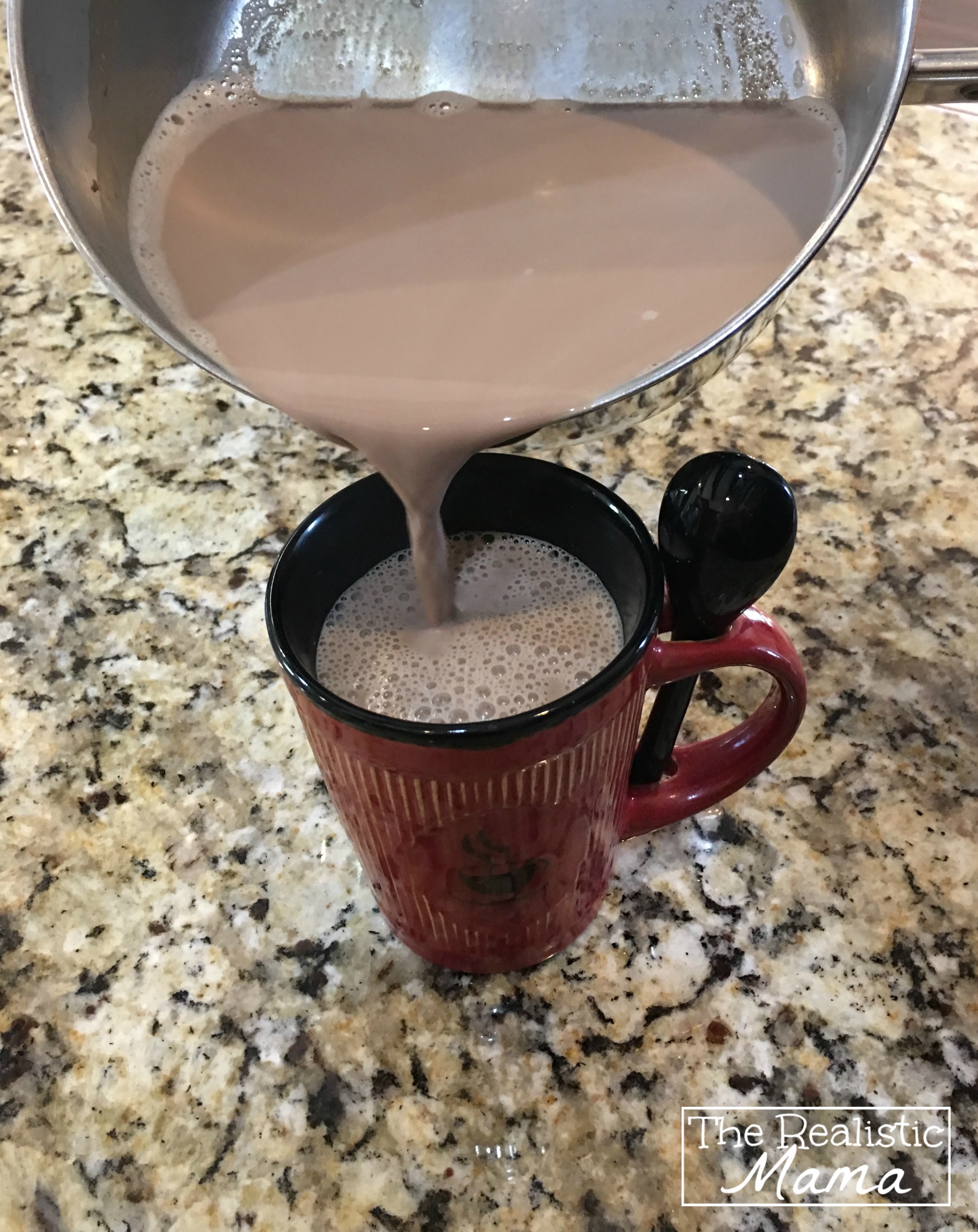 Pouring hot chocolate