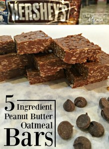 5 Ingredient Peanut Butter Oatmeal Bars - Yummy!