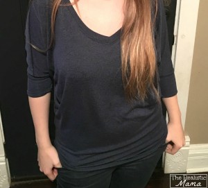Aleah Heathered V-Neck Dolman Top - Blue