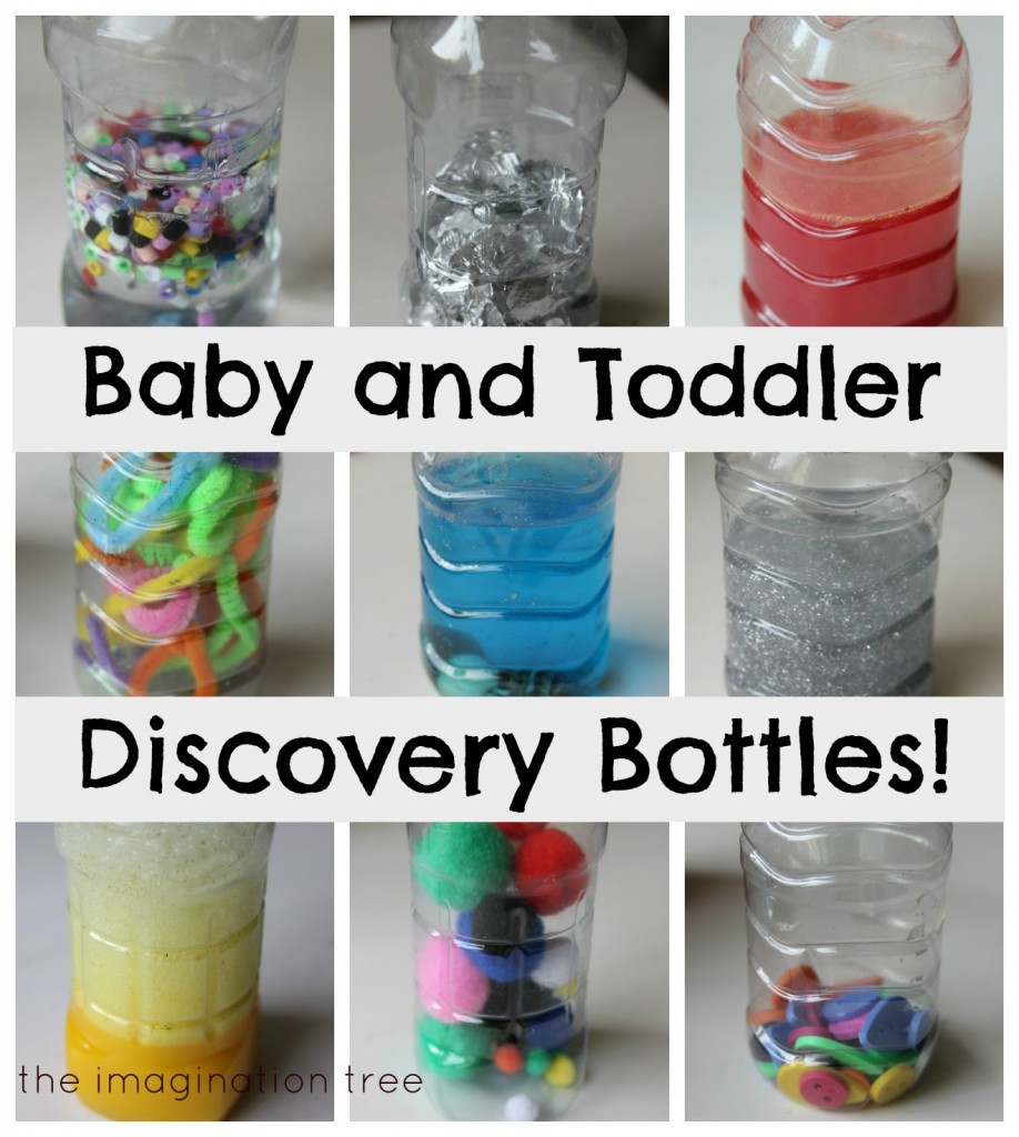 baby discovery bottle collage text