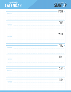 WEEKLY CALENDAR