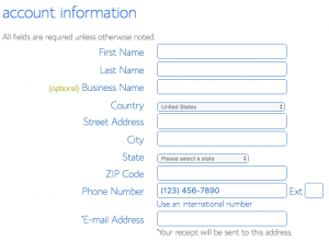 4. Account Information for Website