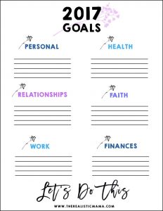 2017 Goals Free Printable